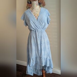 Valentina Naldi Sky Blue Eyelet High Low Dress